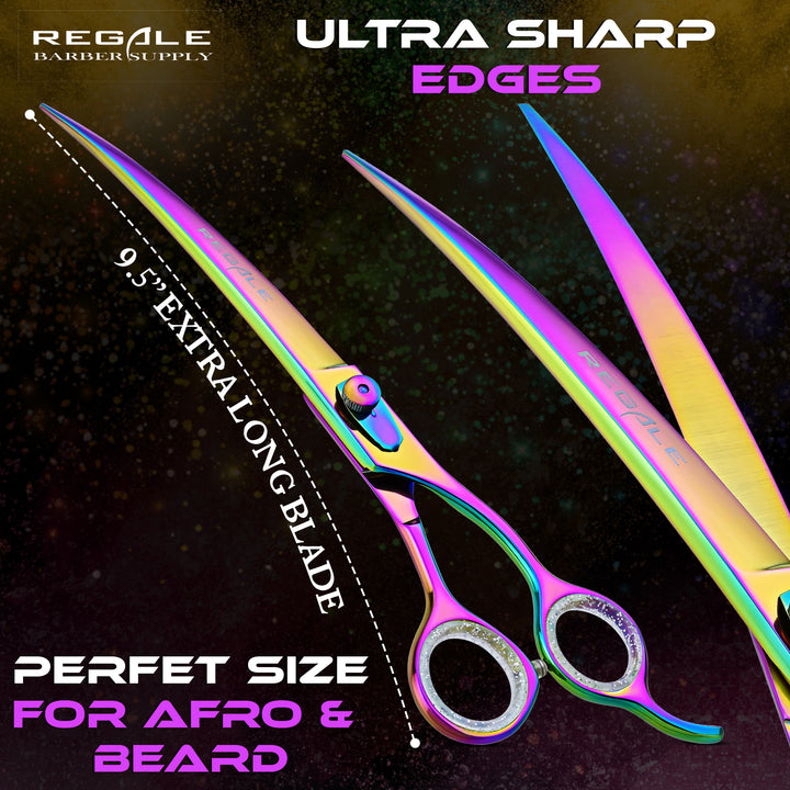 Regale Professional 9.5-inch Curved Afro and Beard Barber Shears - Rai ...
